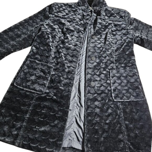 Vintage Y2K MIX IT Long Black Coat sz XL - Picture 2 of 9